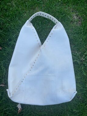 Shiraleah White Stud-Trim Hobo Bag